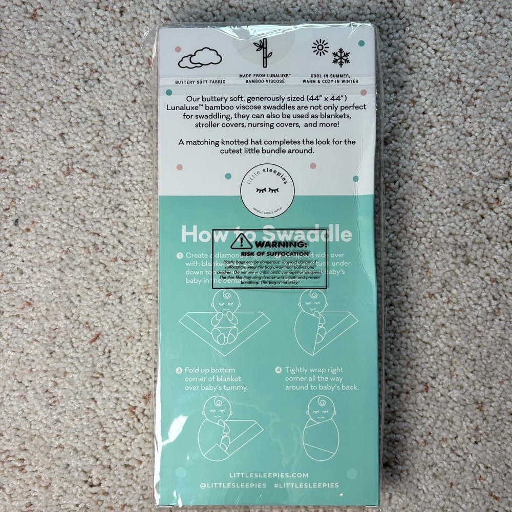 Little sleepies Mountain Mist Bamboo Swaddle and Hat set New In Box - Picture 2 of 3